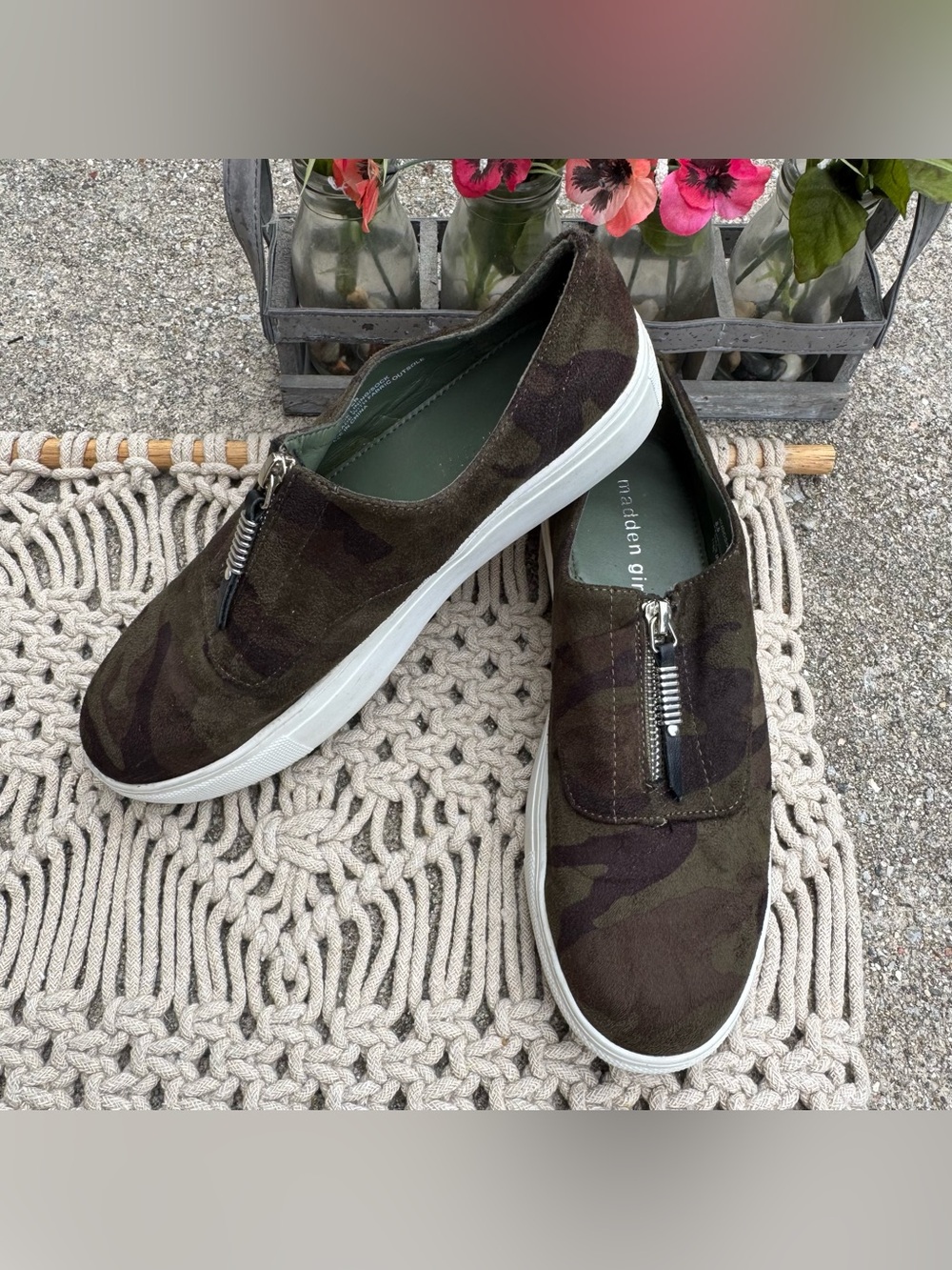 Madden Girl Camouflage Slip-on Sneakers Size 8.5
